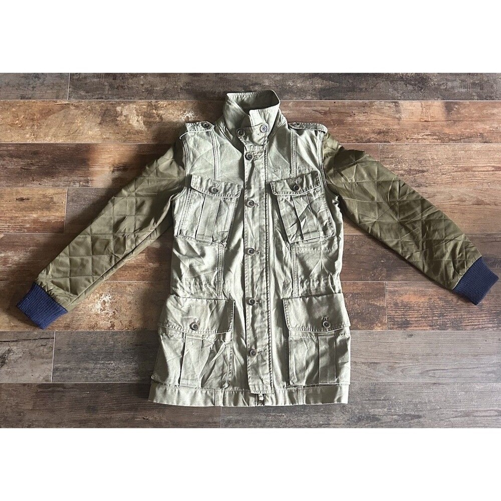 J Crew Jacket Womens Medium Green Olive Boyfriend Fatigue Field Coat Military XS